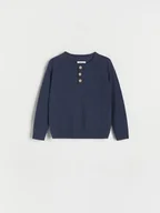 Bluzy dla chłopców - Reserved - Sweter z lnem - granatowy - miniaturka - grafika 1