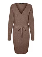 Sukienki - VERO MODA VMHOLLYREM LS V-Neck Dress GA NOOS sukienka, Brown Lentil, M, Brown Lentil, M - miniaturka - grafika 1