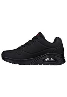 Trampki damskie - Skechers Damskie trampki UNO, czarne i wielokolorowe serce nadruk Duraleather/Bla, 3 UK, Czarny i wiele serc nadruk Duraleather Bla, 36 EU - grafika 1