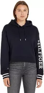 Bluzy damskie - Tommy Hilfiger Damska bluza z kapturem REG MONOTYPE SLV Crop, pustynne niebo, L, Pustynne niebo - miniaturka - grafika 1