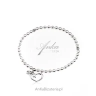 Bransoletki - ankabizuteria.pl Bransoletka srebrna SERDUSZKO perły Swarovski - miniaturka - grafika 1