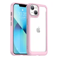 Etui i futerały do telefonów - Outer Space Case etui iPhone 14 sztywny pokrowiec z żelową ramką różowy - miniaturka - grafika 1