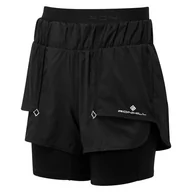 Spodnie sportowe damskie - RONHILL Spodenki do biegania damskie WMN'S TECH TWIN SHORT all black - miniaturka - grafika 1