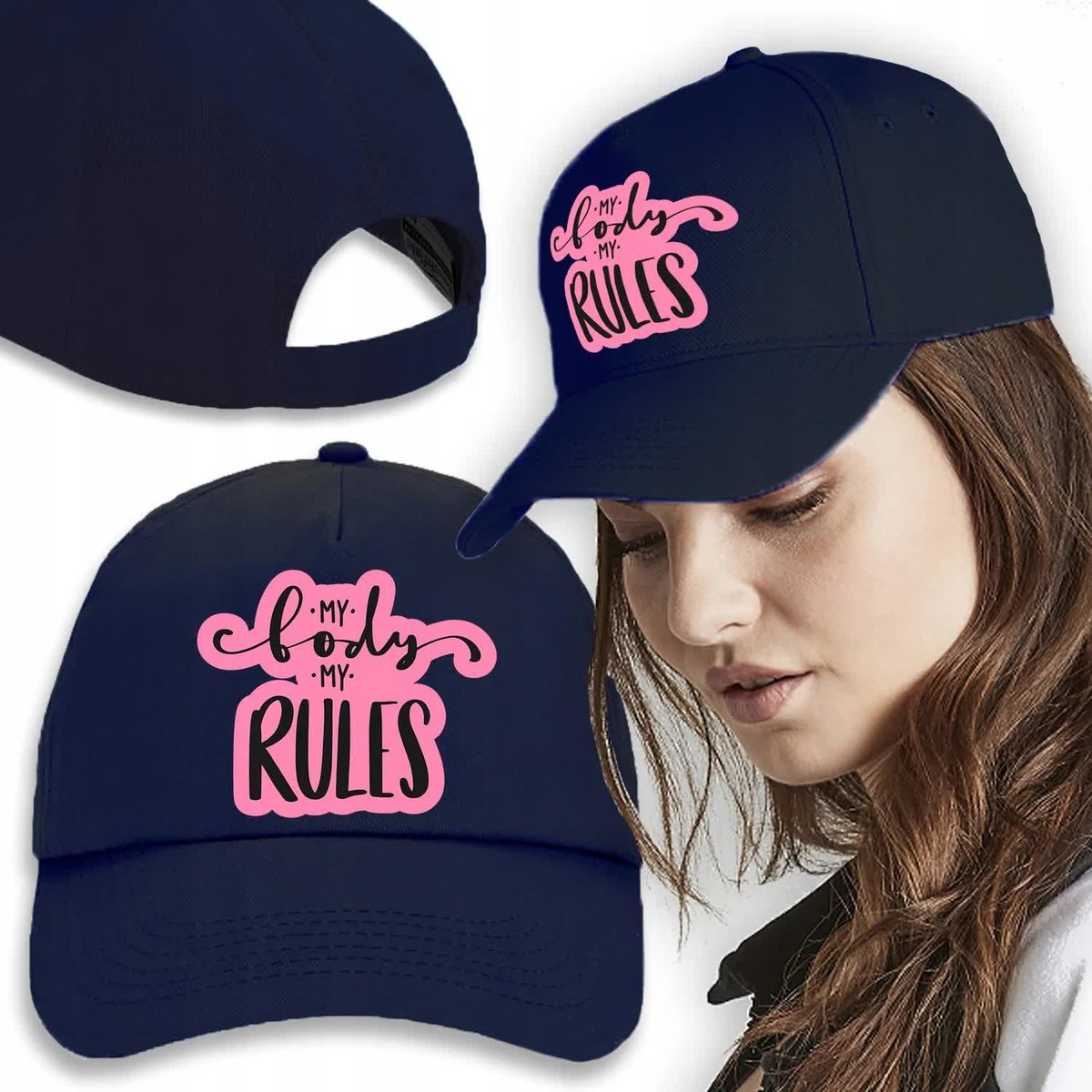 CZAPKA Granatowa Daszek Na Wiosnę MY BODY RULES Wz