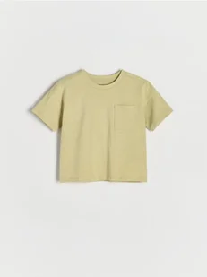 Reserved - Bawełniany t-shirt oversize - oliwkowy - Bluzki dla niemowląt - miniaturka - grafika 1