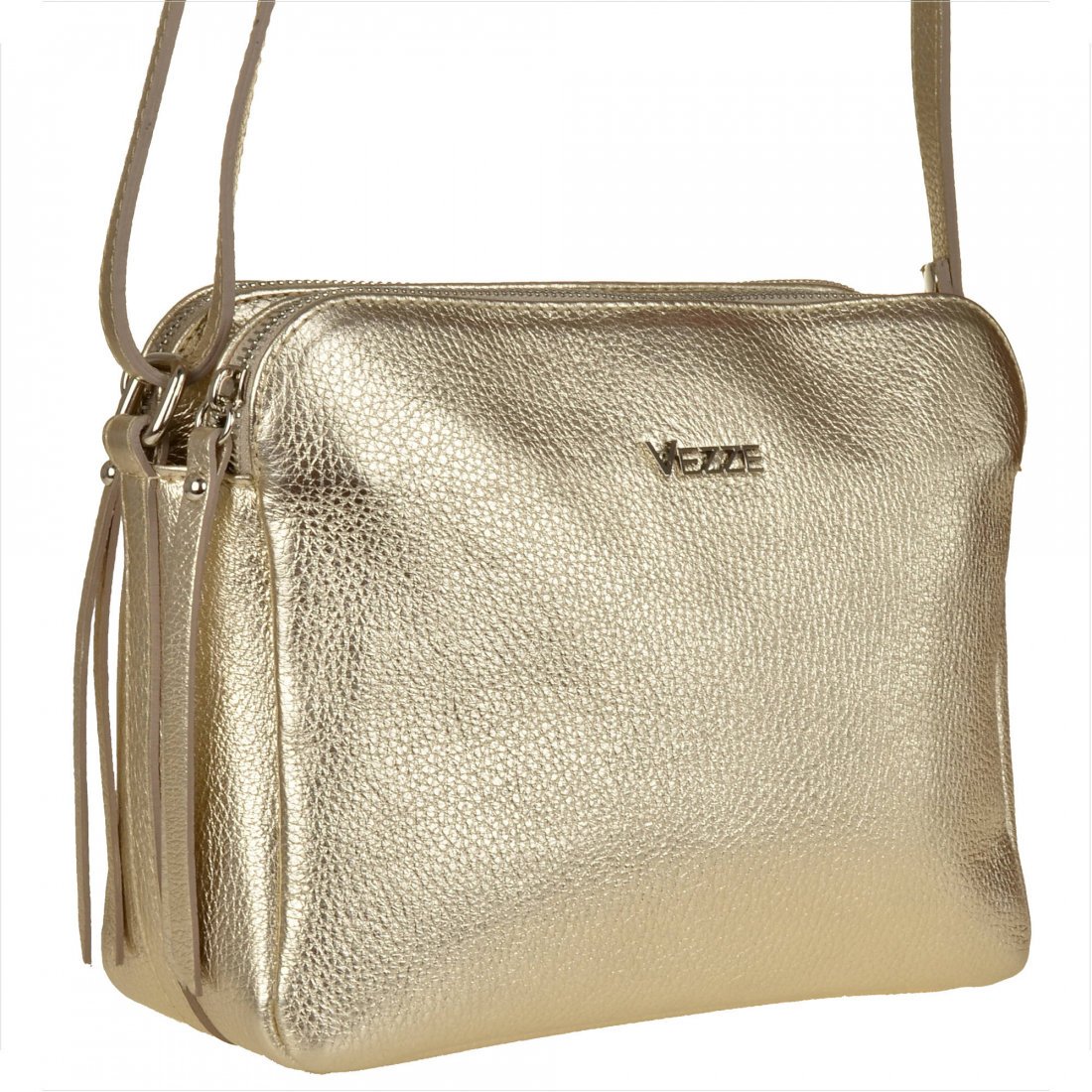 VEZZE Włoska skórzana złota listonoszka