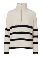 Swetry damskie - SELECTED FEMME Damski sweter w paski, Birch 1, XS - miniaturka - grafika 1