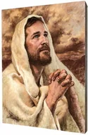 Ikony i obrazy sakralne - Jezus w modlitwie - obraz religijny na desce lipowej - miniaturka - grafika 1