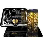 Lampiony i znicze - ZNICZ SOLARNY LED WIECZNY PODSTAWKA NA CMENTARZ GRÓB lampka Księga 3D DLA RODZICÓW - miniaturka - grafika 1