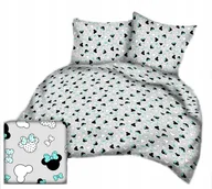 Pościel - pościel bawełna lux 200x200 + 2 poszewka B 255-11 miki kokardy mięta-szare - miniaturka - grafika 1