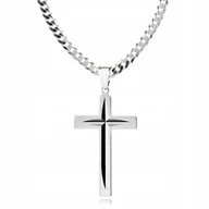 Biżuteria dla dzieci - 925 Srebrny łańcuszek krzyżyk DEDYKACJA 60 cm LK38 - miniaturka - grafika 1