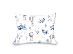 Poszewka na poduszkę DO GONDOLI / WÓZKA / KOSZA MOJŻESZA 30x40 cm na suwak BAWEŁNA 100%  SAMOLOTY BŁĘKIT - Pościel dla dzieci - miniaturka - grafika 1