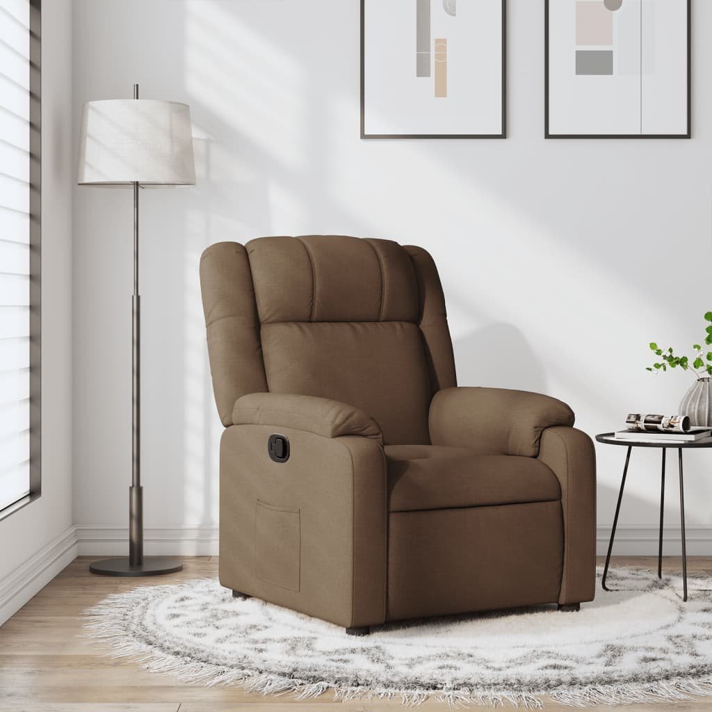 vidaXL vidaXL Fotel rozkładany, brązowy, obity tkaniną