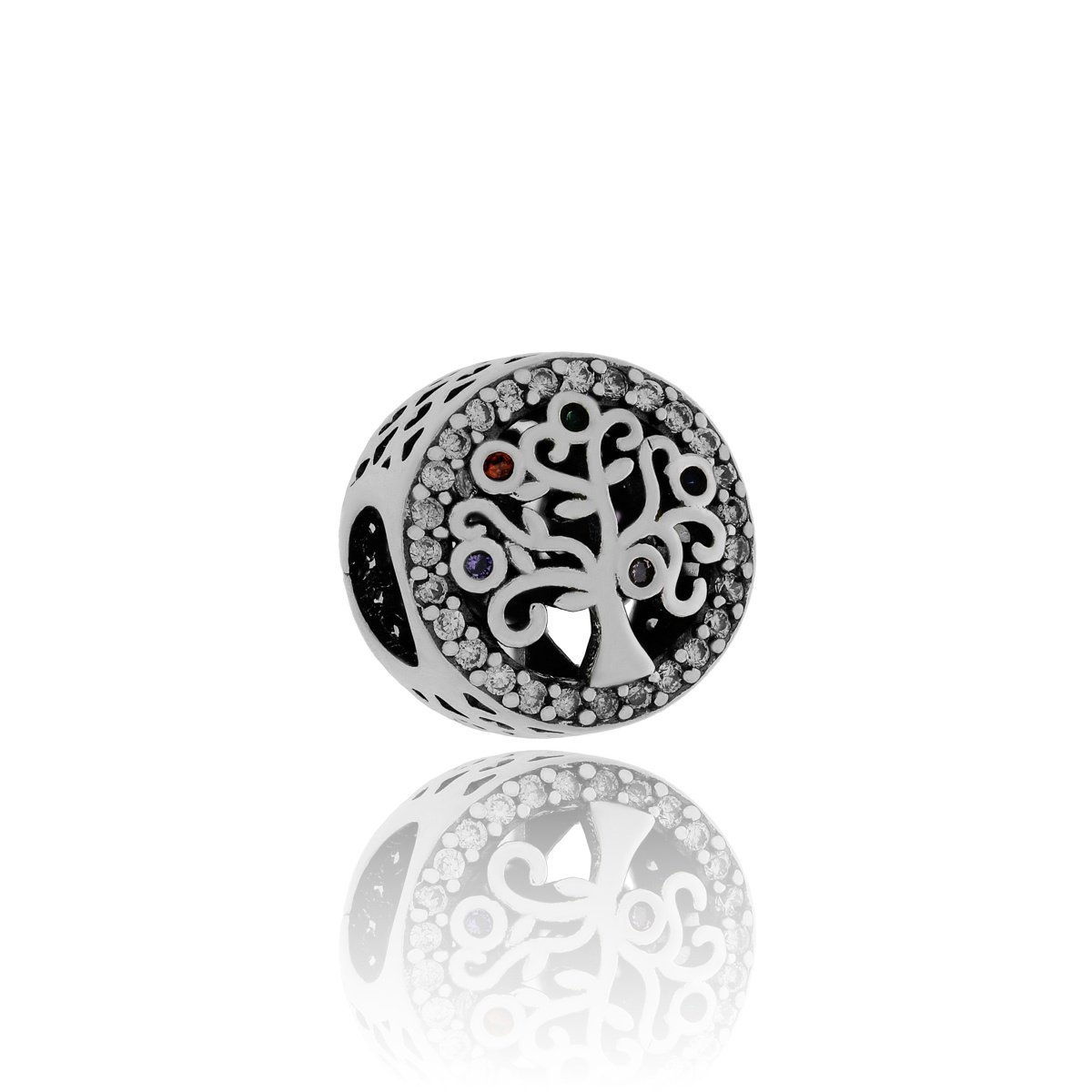 Srebrna zawieszka do bransoletki charms drzewko z cyrkoniami pr.925