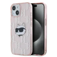 Etui i futerały do telefonów - Etui Karl Lagerfeld IML Choupette Head & Monogram na iPhone 13 - różowe - miniaturka - grafika 1