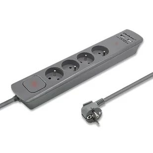QOLTEC Listwa antyprzepięciowa 4 gniazda 2xUSB 1.8m Szara 50281 - Listwy zasilające - miniaturka - grafika 1