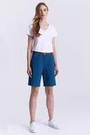 Spodenki damskie - Ciemnoturkusowe, klasyczne szorty - Greenpoint - miniaturka - grafika 1