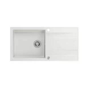 Quadron Zlewozmywak granitowy jednokomorowy 100x50x21,5 cm z ociekaczem EVAN 146 XL GRANITEQ SNOW WHITE ze stalowym odpływem - Zlewozmywaki - miniaturka - grafika 2