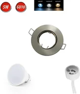 Żarówki LED - Reflektor wpuszczany GU10 Ø80mm otwór wiercony aluminium z GU10 5W neutralny biały 350 lumen żarówka LED chrom okrągły - miniaturka - grafika 1