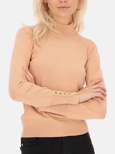 Beżowy gładki sweter z półgolfem L'AF Beri - Swetry damskie - miniaturka - grafika 1