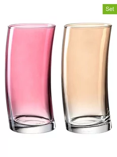 LEONARDO Szklanki (2 szt.) w kolorze jasnoróżowym i żółtym - 450 ml - Szklanki - miniaturka - grafika 1
