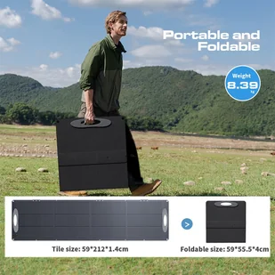 Składany przenośny panel słoneczny VDL POWER 200W, ogniwa monokrystaliczne 20V, regulowana stopka, 23,5% wydajności konwersji - Panele fotowoltaiczne Składany przenośny panel słoneczny VDL POWER 200W, ogniwa monokrystaliczne 20V, regulowana stopka, 23,5% wydajności konwersji - Panele fotowoltaiczne - miniaturka - grafika 5