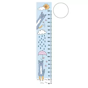 Miarka wzrostu ścienna Lamy Niebieska Biały Podkład Plexi - Wyposażenie pokoiku dziecięcego - miniaturka - grafika 1