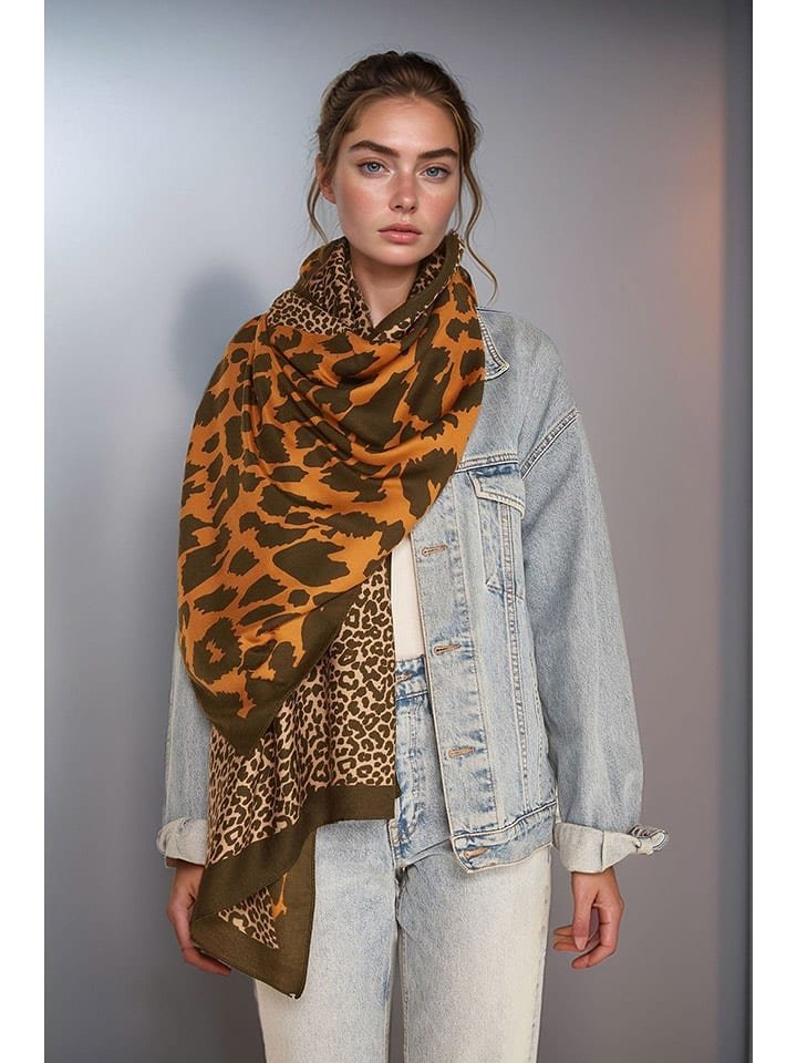 Lucky Bees Szal w kolorze pomarańczowo-brązowym - 180 x 90 cm
