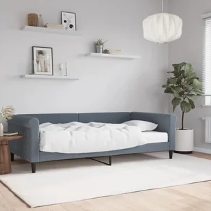 Sofa z materacem do spania, ciemnoszara, 100x200 cm, aksamit Lumarko! - Łóżka - miniaturka - grafika 1