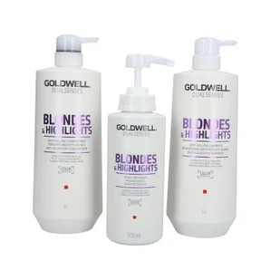 GOLDWELL DUALSENSES BLONDES&HIGHLIGHTS Zestaw szampon 1000ml+odżywka 1000ml+kuracja 500ml - Zestawy kosmetyków damskich - miniaturka - grafika 1