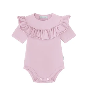 Body Z Falbanką, Krótki Rękaw Brudny Róż - 86 - Body dla niemowląt - miniaturka - grafika 1