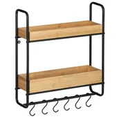 Półki łazienkowe - Półka na ścianę z wieszakami LOFT, dwupoziomowa, Wenko - miniaturka - grafika 1
