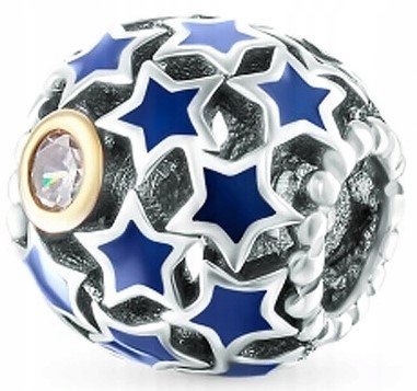 Charms Srebrny Niebieskie Gwiazdki Stars Kosmos Gwiazda Niebo SREBRO 925