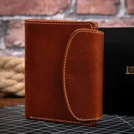 Portfele - Karmelowy Portfel Damski Skórzany Mały Juchtowy Brąz Belveder BW31 - miniaturka - grafika 1