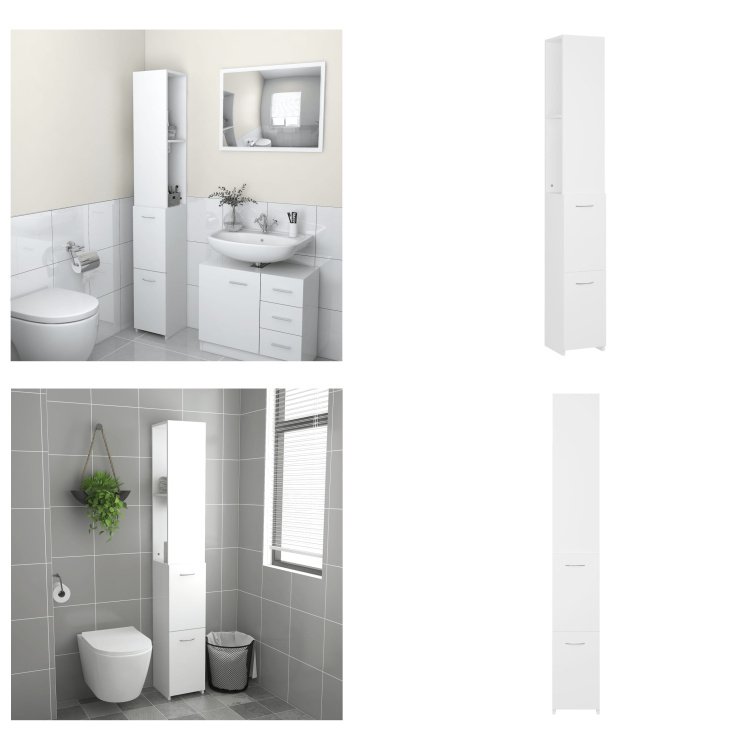vidaXL Szafka łazienkowa biała 25x26,5x170 cm Materiał drewnopochodny - Szafka łazienkowa - Szafki łazienkowe - Szafka - Szafki