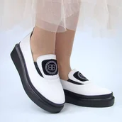 Półbuty damskie - VINCEZA 87980 damskie półbuty białe skóra - miniaturka - grafika 1