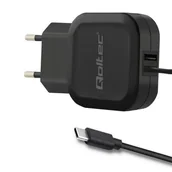 Ładowarki do telefonów - Qoltec Ładowarka sieciowa 17W | 5V | 3.4A | USB + USB typ C (50190) - miniaturka - grafika 1