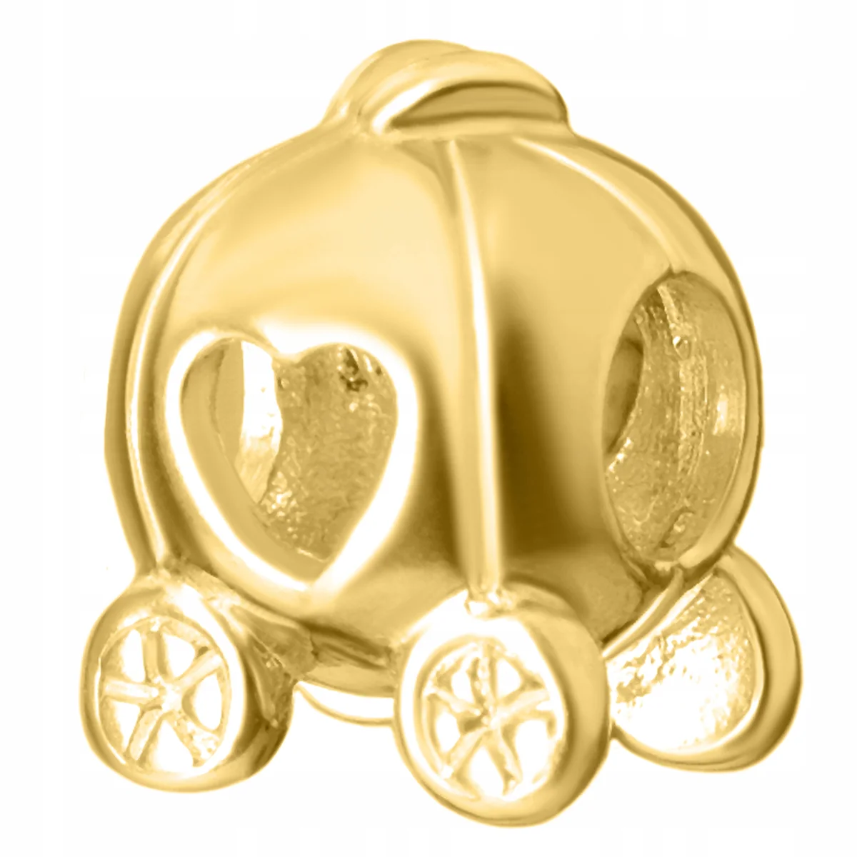 CHARMS ZŁOTY Wózek Karoca Serce POZŁACANY 585 Wóz Disney Bajka SREBRO 925