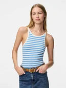 Koszulki i topy damskie - Pieces Top "Jane" w kolorze niebiesko-białym - miniaturka - grafika 1