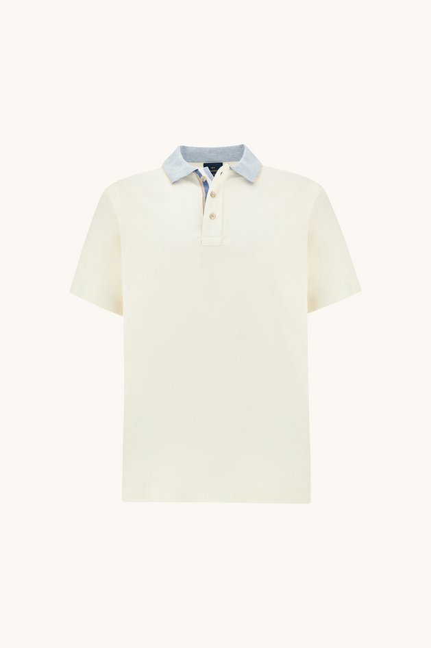 polo in bawełna aqua touch con dettaglio a righe męskie panna chiaro