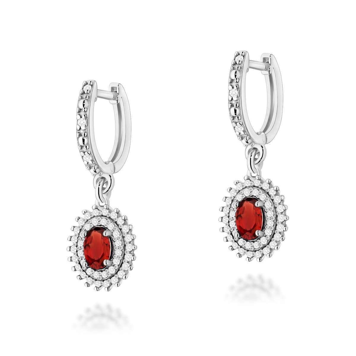 Złote kolczyki Granat 2 x 0,50ct białe złoto pr. 585