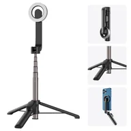 Selfie stick - TELESIN WS-22005 27,1-calowy mini magnetyczny statyw biurkowy selfie stick z drążkiem teleskopowym, 5 sekcjami, obracany o 360′, z pierścieniem magnetycznym i pilotem, kompatybilny ze smartfonami iPhone 15/14/13/12 - miniaturka - grafika 1