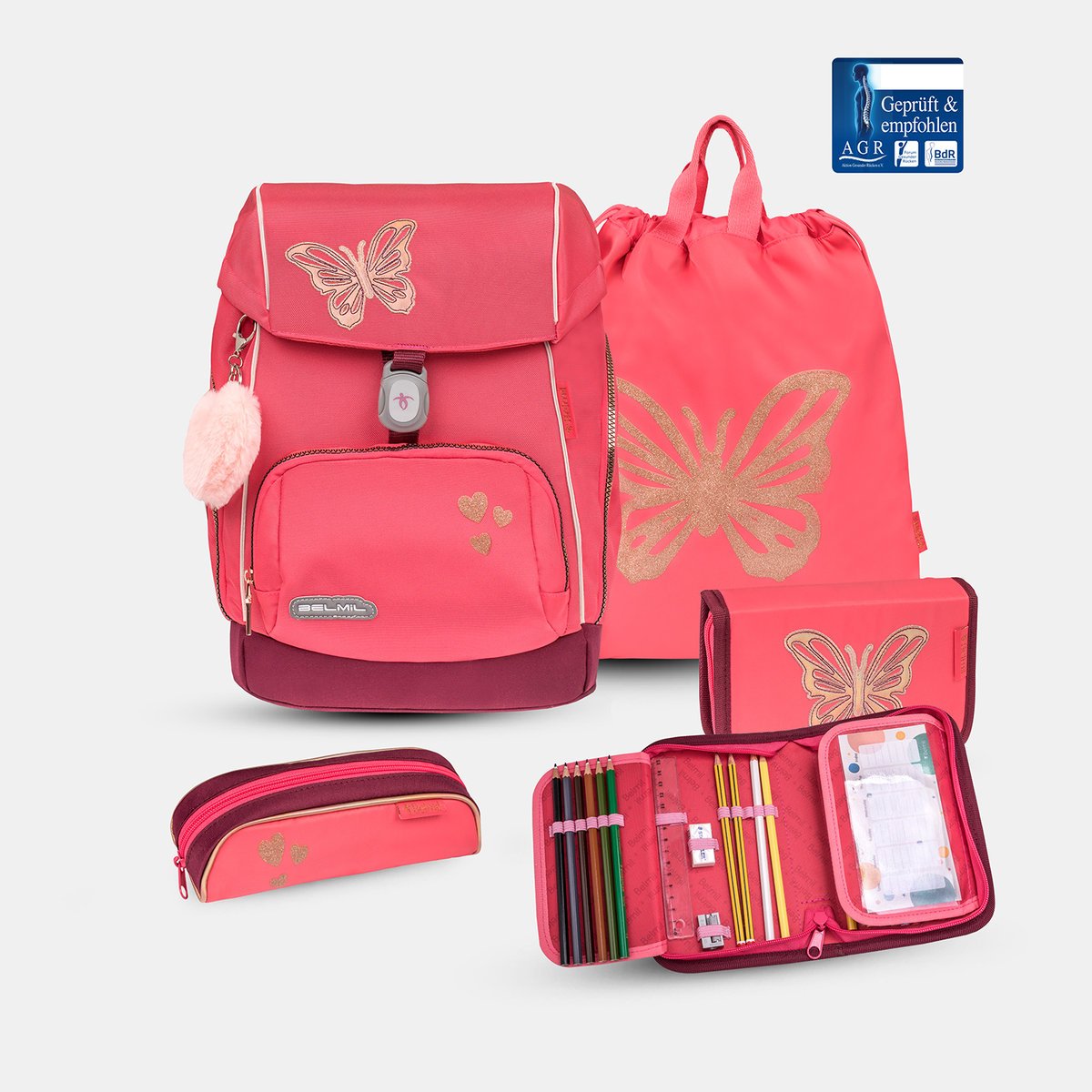 Zestaw szkolny Premium Comfy Plus Coral, 5-częściowy