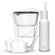 Dzbanki filtrujące - Dzbanek CRYSTAL biały LED 2 wkłady Unimax + butelka termiczna EASY - miniaturka - grafika 1