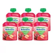 BoboVita Mus truskawki i wiśnie z bananem po 6. miesiącu Zestaw 6 x 80 g - Desery dla dzieci - miniaturka - grafika 1