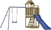 Place zabaw - vidaXL vidaXL Domek ze zjeżdżalnią i huśtawką, impregnowane drewno sosnowe - miniaturka - grafika 1