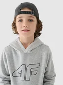Bluzy dla chłopców - 4F Bluza dresowa nierozpinana z kapturem chłopięca - szara 146 (10-11 lat) - miniaturka - grafika 1