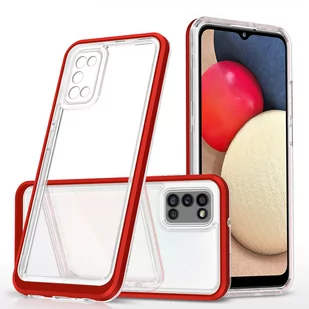 Clear 3in1 etui do Samsung Galaxy A03s (166) żelowy pokrowiec z ramką czerwony - Etui i futerały do telefonów - miniaturka - grafika 1