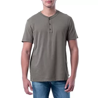 Koszule męskie - Lee Męski t-shirt z krótkim rękawem, miękki, sprana bawełna koszula Henley, smoked pearl, L - grafika 1