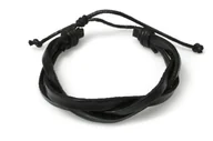 Bransoletki - Czarna Bransoletka Plecione Rzemienie - miniaturka - grafika 1